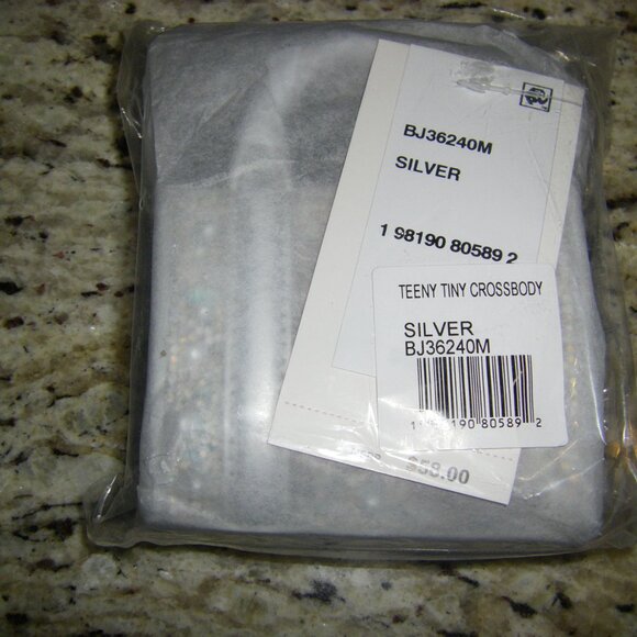 Betsey Johnson Kitsch Teeny Tiny Micro (MINI) Crossbody Bag Silver Crystals NWT - Picture 9 of 12